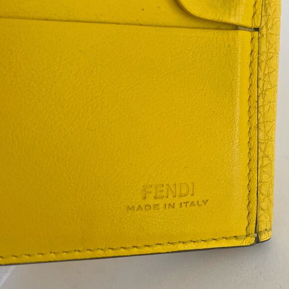 FENDI Bifold Wallet Peekaboo Selleria Yellow Leather Coin Case - Picture 3 of 12